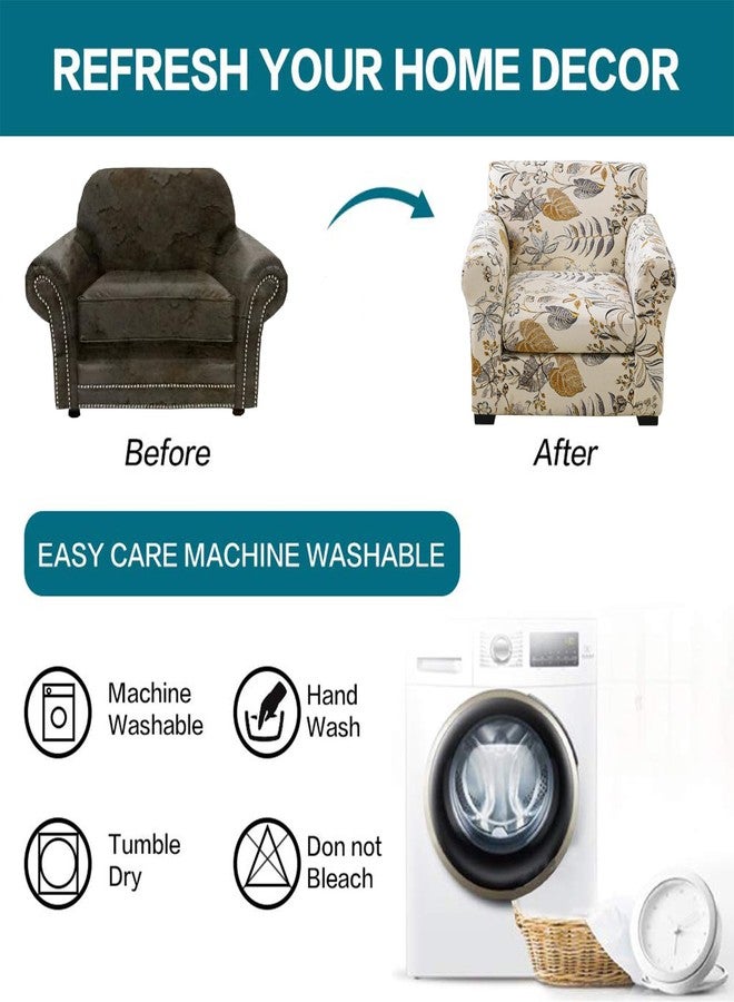 KRFOONN 2 Piece Chair Covers Printed Sofa Covers Couch Covers Washable Armchair Sofa Couch Slipcover Furniture Protector with Elastic Bottom for Living Room (Armchair, Color32), Small - Image 3